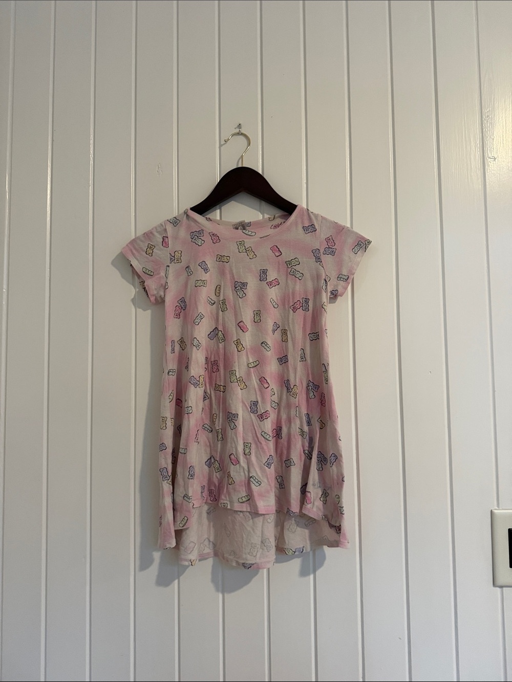 Girls Pink Candy Print High-Low Tee